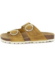 BABUNKERS Family Skórzane klapki w kolorze żółtym rozmiar: 37. Żółte klapki damskie BABUNKERS Family, bez wzorów, z otwartym noskiem, bez obcasa, bez zapięcia. Za 173.99 zł.