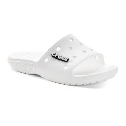 Klapki Crocs Classic Slide. Szare klapki damskie Crocs, bez wzorów, bez obcasa, bez zapięcia. Za 109.99 zł.