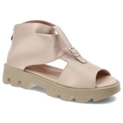 Beżowe Sandały Lamanti Modne Skórzane Buty. Brązowe kozaki damskie LAMANTI, na wiosnę, ze skóry, bez obcasa, na platformie, bez zapięcia. Za 289.00 zł.