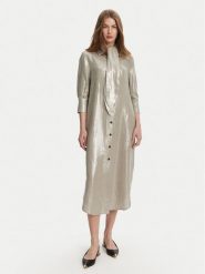 Marella Sukienka letnia Talpa 2513221134 Szary Regular Fit. Szare sukienki damskie Marella, bez wzorów, ze lnu, bez ramiączek. Za 1,349.00 zł.