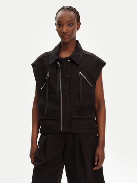 PINKO Kamizelka Gerard Gilet 105237 A2M8 Czarny Regular Fit. Czarne kamizelki damskie Pinko, m, bez wzorów, z bawełny, bez kaptura. Za 559.99 zł.