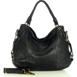 Shopper bag czarny MARCO MAZZINI v136d. Czarne shopper bag bez wzorów, ze skóry, na ramię, bez dodatków. Za 569.05 zł.