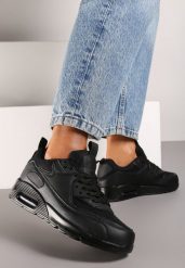 Czarne Sneakersy z Podeszwą Typu Air z Ekoskóry Sznurowane Ozarae. Czarne obuwie sportowe damskie Born2be, z materiału, bez zapięcia. Za 84.99 zł.