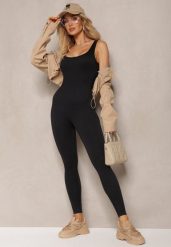 Czarny Długi Kombinezon o Fasonie Bodycon z Miseczkami na Biuście Avelilena. Czarne sukienki damskie Renee, bez wzorów, wizytowe, bez ramiączek. W wyprzedaży za 75.99 zł.