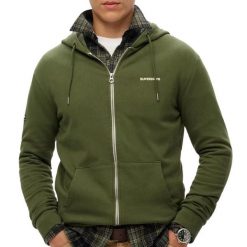 Zwykła bluza z kapturem Superdry. Zielone bluzy damskie Superdry, m, bez wzorów, z bawełny, z kapturem. Za 350.35 zł.