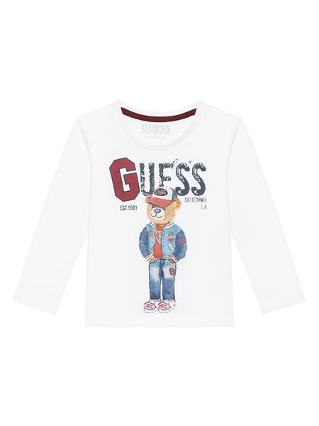 Guess Bluzka N5YI23 K8HM4 Biały Regular Fit. Białe t-shirty i koszulki chłopięce Guess, z aplikacjami, z bawełny, bez kołnierzyka, bez ramiączek. Za 59.99 zł.