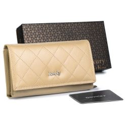 Portfel pikowany Rovicky [DH] R-RD-07-GCL-Q beżowy. Brązowe portfele damskie ROVICKY, z aplikacjami, ze skóry. Za 74.99 zł.