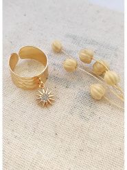Atelier MIU Pozłacany pierścionek z cyrkonią rozmiar: onesize. Żółte pierścionki damskie atelier MIU, z cyrkonią, pozłacane. Za 105.63 zł.