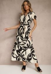 Czarna Sukienka Kopertowa z Gumką w Talii i Wiązanym Paskiem Norlisa. Czarne sukienki damskie Renee, bez wzorów, eleganckie, bez ramiączek. W wyprzedaży za 62.99 zł.