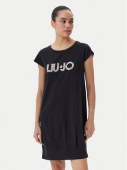 Liu Jo Beachwear Sukienka codzienna VA5194 JS003 Czarny Regular Fit. Czarne sukienki damskie Liu Jo Beachwear, bez wzorów, z bawełny, bez ramiączek. Za 239.99 zł.