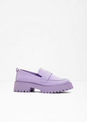 Półbuty loafersy chunky. Fioletowe czółenka damskie bonprix, bez wzorów, bez obcasa, bez zapięcia. Za 84.99 zł.