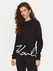 KARL LAGERFELD Bluza A1W20010 Czarny Regular Fit. Czarne bluzy damskie KARL LAGERFELD, s, bez wzorów, z bawełny, bez kaptura. Za 619.99 zł.