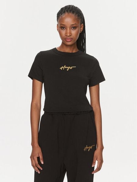 Hugo T-Shirt Classic 50508289 Czarny Regular Fit. Czarne t-shirty damskie Hugo, xs, bez wzorów, z bawełny, bez kołnierzyka. Za 129.99 zł.