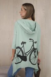 Bluza z nadrukiem roweru ciemno miętowa. Zielone bluzy damskie KESI, l, bez wzorów, z bawełny, z kapturem. Za 218.51 zł.