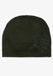 Ciemnozielona Czapka Beanie z Kaszmirem w Cyrkonie Roccio. Zielone czapki damskie Born2be, bez wzorów, z dzianiny. Za 59.99 zł.