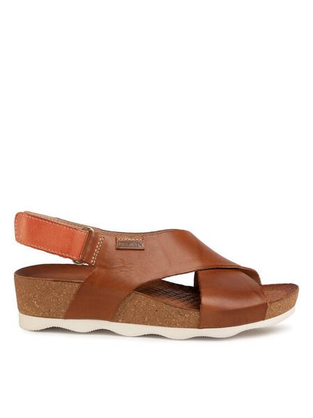 Pikolinos Sandały W9E-0912 Brązowy. Brązowe sandały damskie Pikolinos, bez wzorów, ze skóry, bez obcasa, na koturnie, bez zapięcia. Za 309.99 zł.