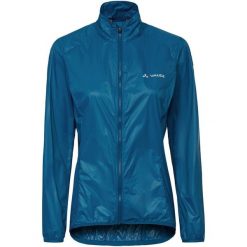 Kurtka rowerowa W Matera Air Jacket. Niebieskie kurtki damskie Vaude, bez wzorów, z materiału, bez kaptura. Za 367.45 zł.