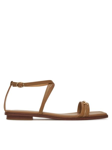 MICHAEL Michael Kors Sandały Lena 40S5LEFS1L Brązowy. Brązowe sandały damskie MICHAEL Michael Kors, bez wzorów, ze lnu, bez obcasa, na płaskiej podeszwie, bez zapięcia. Za 679.99 zł.