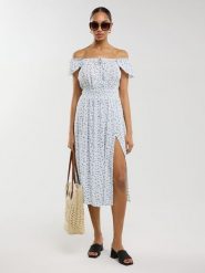 BIG STAR Sukienka w kolorze błękitno-białym rozmiar: XL. Białe sukienki damskie Big Star, bez wzorów, z wiskozy, retro, bez ramiączek. Za 179.99 zł.