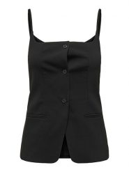 ONLY Bluzka w kolorze czarnym rozmiar: 38. Czarne bluzki damskie Only, bez wzorów, bez kołnierzyka, bez ramiączek. Za 86.99 zł.