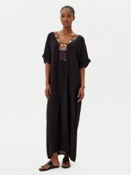 LOLA CASADEMUNT Sukienka letnia LS2516029 Czarny Relaxed Fit. Czarne sukienki damskie LOLA CASADEMUNT, bez wzorów, z wiskozy, bez ramiączek. Za 319.99 zł.