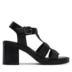 Sandały Tamaris. Czarne sandały damskie Tamaris, bez wzorów, bez obcasa, na słupku, bez zapięcia. Za 379.99 zł.