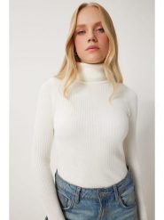 Happiness Istanbul Golf w kolorze białym rozmiar: 42. Białe golfy damskie Happiness Istanbul, bez wzorów, prążkowane, bez ramiączek. Za 60.99 zł.