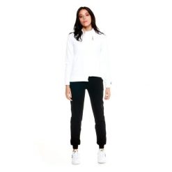 Bluza z zamek błyskawiczny na co dzień na siłownię. Białe bluzy damskie LEONE 1947 APPAREL, xs, bez wzorów, z bawełny, bez kaptura. W wyprzedaży za 201.87 zł.