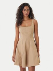 HUGO Sukienka codzienna Kademe 50559409 Beżowy Regular Fit. Brązowe sukienki damskie Hugo, bez wzorów, z bawełny, bez ramiączek. Za 499.99 zł.