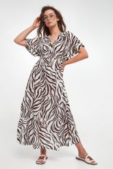 Sukienka we wzory Dorotea MAX MARA BEACHWEAR. Sukienki damskie Max Mara Beachwear, bez wzorów, bez ramiączek. W wyprzedaży za 989.25 zł.