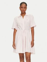 Tommy Hilfiger Sukienka koszulowa Ess WW0WW44672 Różowy Regular Fit. Czerwone sukienki damskie Tommy Hilfiger, bez wzorów, ze lnu, bez ramiączek. Za 579.99 zł.