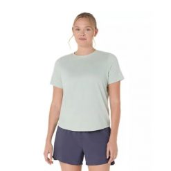 Koszulka damska Asics. Szare koszulki damskie Asics, bez wzorów, z materiału, bez kołnierzyka, bez ramiączek. Za 166.00 zł.