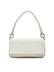 Calvin Klein Torebka Sculpted Flap Shoulder Pouch LV04K3148G Biały. Białe torebki klasyczne damskie Calvin Klein, ze skóry, bez dodatków. Za 309.99 zł.