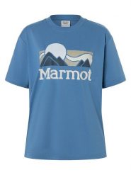 Marmot Koszulka "Coastal" w kolorze niebieskim rozmiar: L. Niebieskie bluzki damskie Marmot, l, bez wzorów, z materiału, bez kołnierzyka, bez ramiączek. Za 88.23 zł.