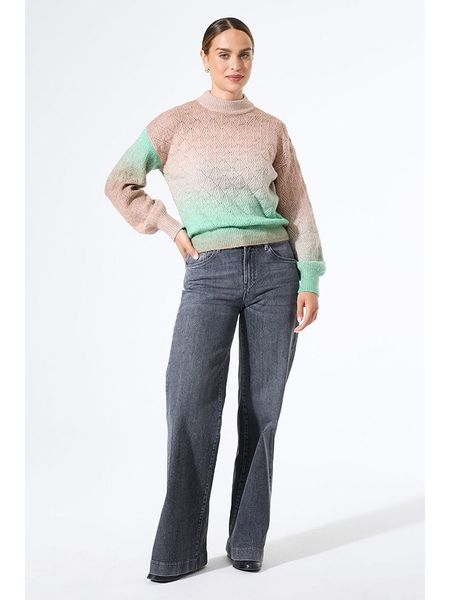 Garcia Sweter w kolorze beżowo-miętowym rozmiar: L. Brązowe swetry klasyczne damskie Garcia, l, ze splotem, bez kołnierzyka. Za 135.49 zł.