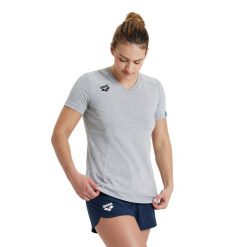 Koszulka damska Arena Team T-Shirt Panel. Szare koszulki sportowe damskie Arena, bez wzorów, z bawełny, bez ramiączek, do biegania. Za 99.00 zł.