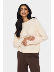 SAINT TROPEZ Sweter "Saint Tropez" w kolorze kremowym rozmiar: S. Brązowe swetry klasyczne damskie Saint Tropez, s, z wełny, bez kołnierzyka. Za 92.64 zł.