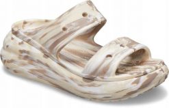 Klapki Dla Dorosłych Crocs Classic Crush Marbled Sandal. Brązowe klapki damskie Crocs, bez wzorów, z materiału, bez obcasa, bez zapięcia. Za 129.99 zł.