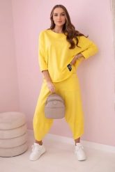 Komplet bawełniany bluza + spodnie żółty. Żółte bluzy damskie KESI, l, bez wzorów, z bawełny, bez kaptura. Za 284.37 zł.
