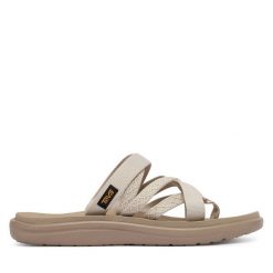 Sandały Teva. Brązowe sandały damskie Teva, bez wzorów, bez obcasa, na płaskiej podeszwie, bez zapięcia. Za 209.99 zł.