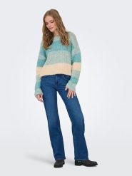 JDY Sweter "Veronica" w kolorze kremowo-turkusowym rozmiar: S. Brązowe swetry klasyczne damskie JDY, s, ze splotem, bez kołnierzyka. Za 88.64 zł.