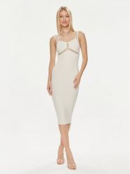 Marciano Guess Sukienka koktajlowa 4GGK25 5634Z Écru Slim Fit. Sukienki damskie Marciano Guess, z aplikacjami, z wiskozy, wizytowe, bez ramiączek. Za 479.99 zł.