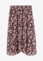 Spódnica midi z szyfonu. Fioletowe spódnice damskie bonprix, bez wzorów, z szyfonu, midi. Za 124.99 zł.