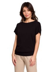 Be Wear Koszulka w kolorze czarnym rozmiar: L. Czarne bluzki damskie Be Wear, l, bez wzorów, bez kołnierzyka, bez ramiączek. Za 96.60 zł.