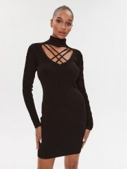 Guess Sukienka dzianinowa W3BK0W Z2YJ2 Czarny Slim Fit. Czarne sukienki damskie Guess, z aplikacjami, z dzianiny, bez ramiączek. Za 329.99 zł.