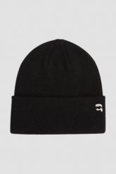 KARL LAGERFELD Czapka zimowa Ikon. Czarne czapki damskie KARL LAGERFELD, na zimę, bez wzorów, z dzianiny. W wyprzedaży za 299.99 zł.