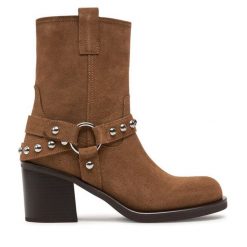Botki Aldo. Brązowe botki damskie ALDO, bez obcasa, na słupku, bez zapięcia. Za 729.99 zł.