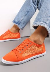 Pomarańczowe Tenisówki z Ażurowymi Wstawkami Po Bokach Salessa. Brązowe obuwie sportowe damskie Renee, na lato, z jeansu, bez zapięcia, tenisowe. Za 44.99 zł.