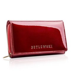 Portfel damski BETLEWSKI ZBPD-BS-513 CZERWONY. Czerwone portfele damskie Betlewski, bez wzorów, z lakierowanej skóry. Za 169.00 zł.