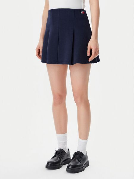 Tommy Jeans Spódnica mini Badge DW0DW20268 Granatowy Regular Fit. Niebieskie spódnice damskie Tommy Jeans, s, bez wzorów, z bawełny, mini. Za 179.99 zł.